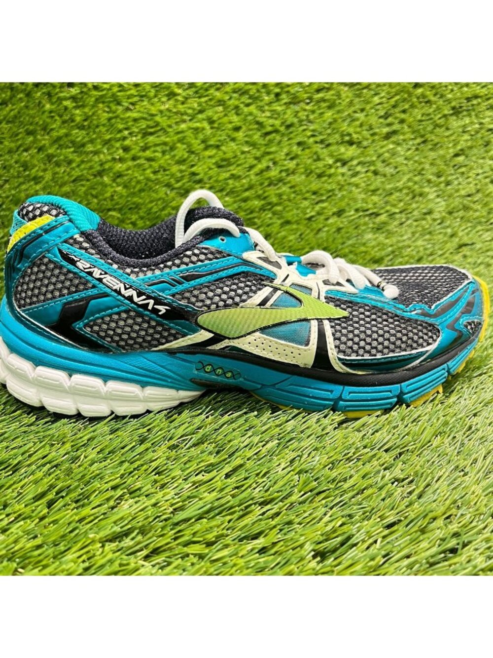 Brooks Ravenna 4 Womens Size 7.5 Black Blue Green Athletic Running Shoes Sneaker